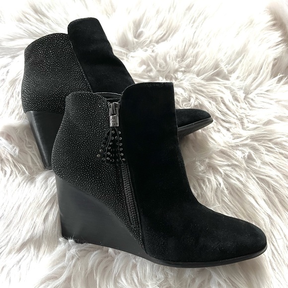 Karl Lagerfeld Shoes - KARL LAGERFELD Paris•Julita suede ankle beaded wedge booties 9.5 EUC